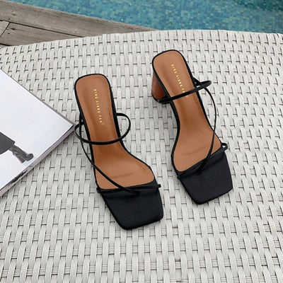 MONMOIRA Wood Heel Slipper Women;s Sandals Vintage