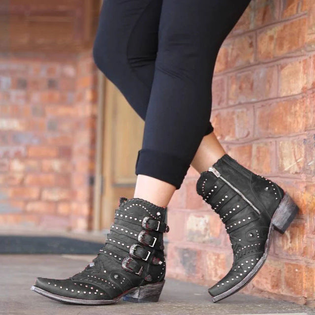 ECN Women Ankle Boots Dropshipping New Autumn And Winter Buckle