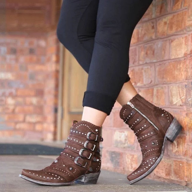 ECN Women Ankle Boots Dropshipping New Autumn And Winter Buckle