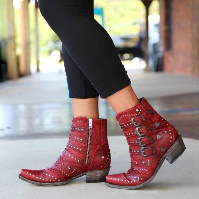 ECN Women Ankle Boots Dropshipping New Autumn And Winter Buckle